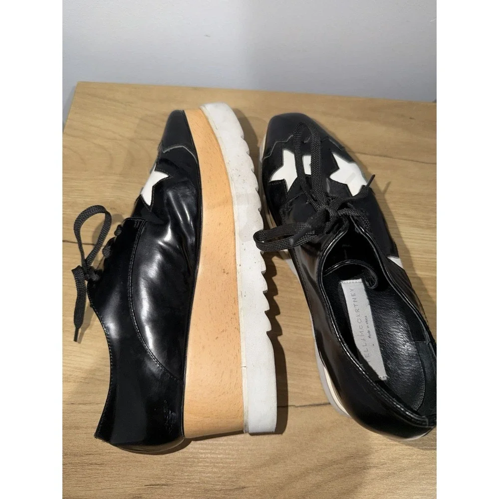 Stella McCartney Platform Star Lace-Up Shoes Black White Women‎ EU 38 L